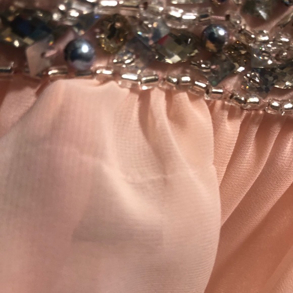 Faviana Long V-Neck A-Line Gown with Beaded Bodice - Picture 6 of 8